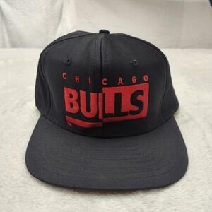 Vintage Chicago‎ Bulls Hat Cap Snap Back Mens Black 90s AJD NBA Embroidered